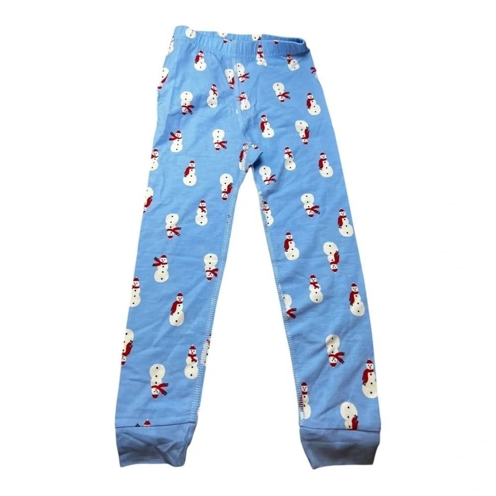 Hanna Andersson Light Blue Pajama Set with Snowman Print size 4 Soft NWT